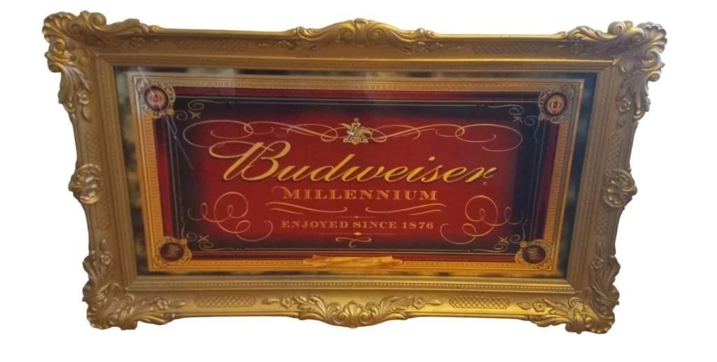 Large Vintage Framed Budweiser Sign Painted on Glass (1 of 1)