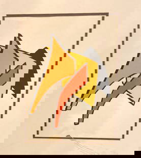 Alexander Calder- Lithograph "DLM141 - Lune jaune: Alexander Calder EA Abstract Lithograph framed 22" x 18.5" overall good condition does have small