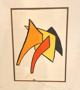 Alexander Calder- Lithograph "DLM141 - Lune jaune: Alexander Calder EA Abstract Lithograph framed 22" x 18.5" overall good condition does have small