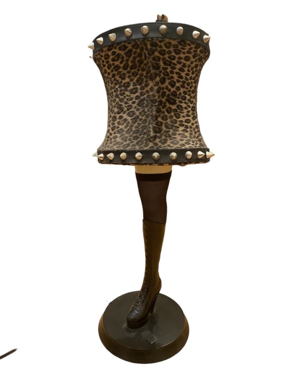 Vintage Woman's Leg Stocking Cheetah Print Lamp (1 of 3)
