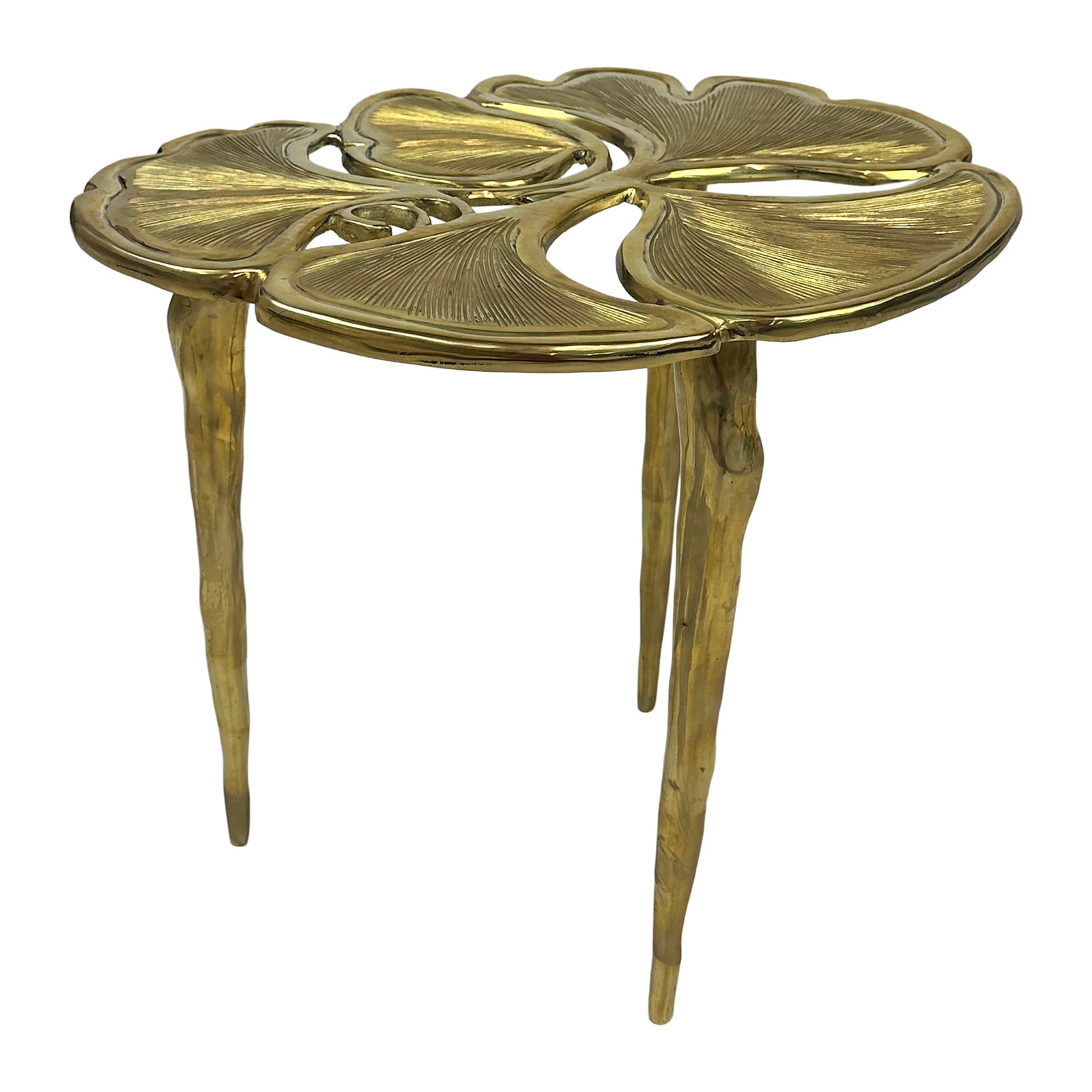 Santa Clara Brass Side Table: Maker: Organic Modernism Title: Santa Clara Brass Side Table Material: Brass Style: Mid-Century Modern, Contemporary Design Description: The Santa Clara Brass Side Table stands 17.5 inches tall and b