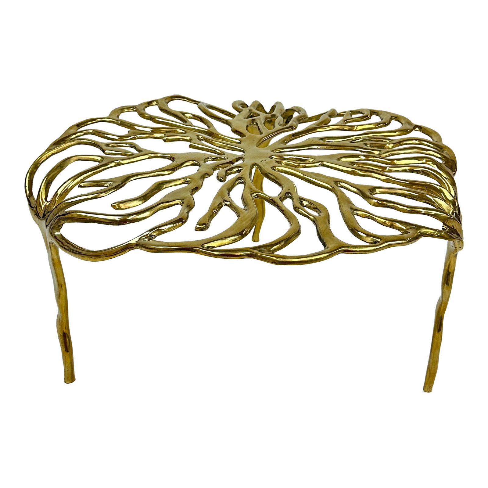 Anaya Brass Coffee Table: Maker: Organic Modernism Title: Anaya Brass Coffee Table Material: Brass Style: Mid-Century Modern, Contemporary Design Description: The Anaya Brass Coffee Table is a true statement of artistry and w