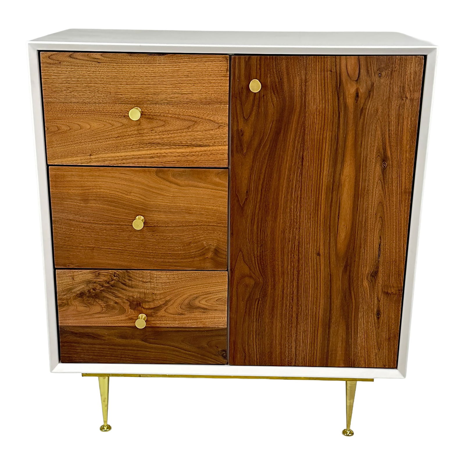 Deco Wooden Cabinet: Maker: Organic Modernism Title: Deco Wooden Cabinet Style: Mid-Century Modern, Contemporary Design Description: The Deco Cabinet showcases a modern-meets-mid-century aesthetic with its sleek white lac