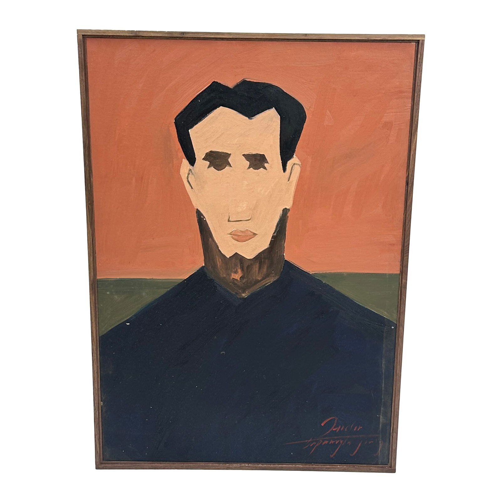 Mid-Century Modern Painting W/ Walnut Wood Frame: Maker: Organic Modernism Title: Mid-Century Modern Painting W/ Walnut Wood Frame Material: Walnut Style: Mid-Century Modern, Contemporary Design Description: This mid-century modern painting captures