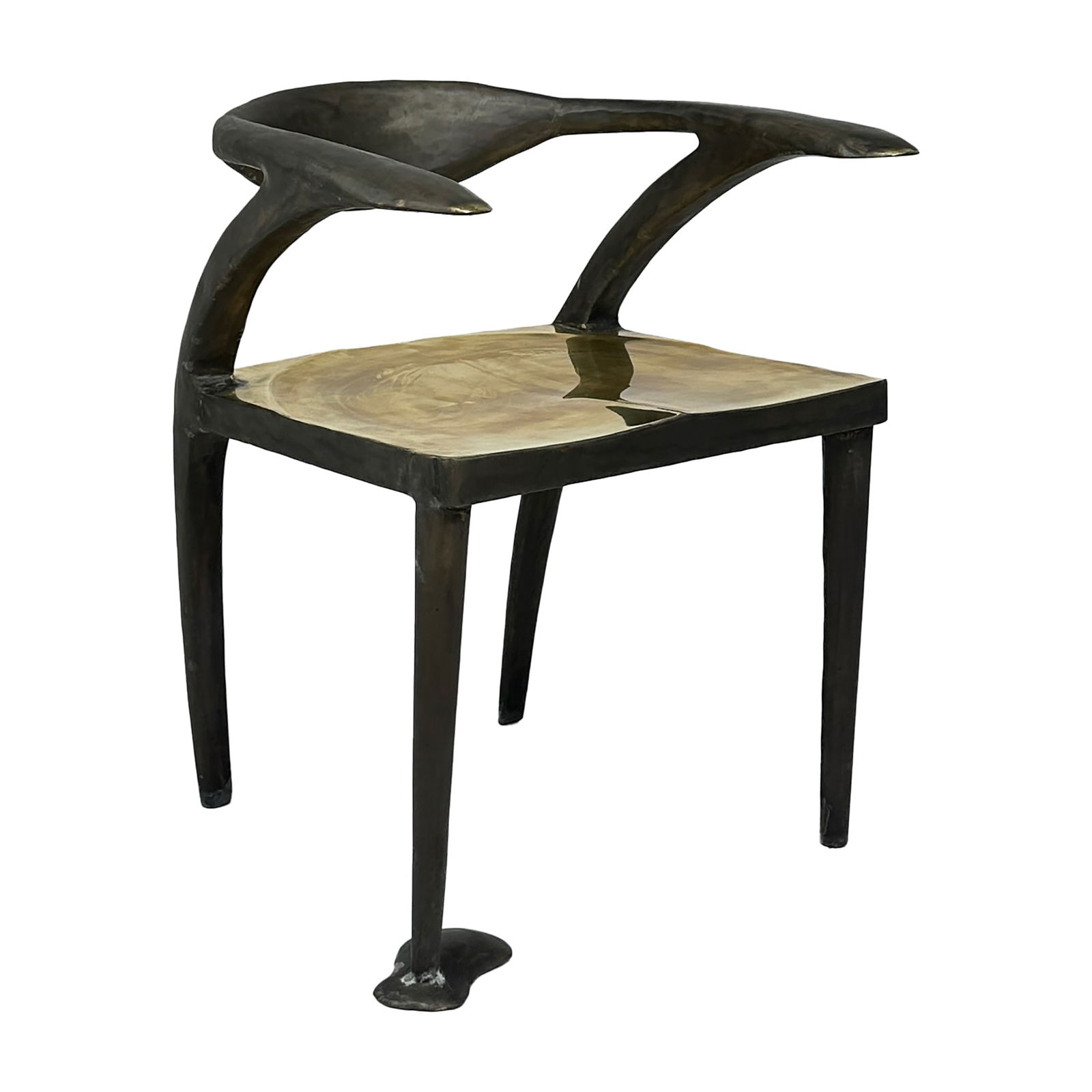 KASHGAR ? Sculptural Bronze Art Chair: Maker: Organic Modernism Title: KASHGAR - Sculptural Bronze Art Chair Style: Mid-Century Modern, Contemporary Design Description: A striking sculptural chair crafted in bronze with an organic, fluid s
