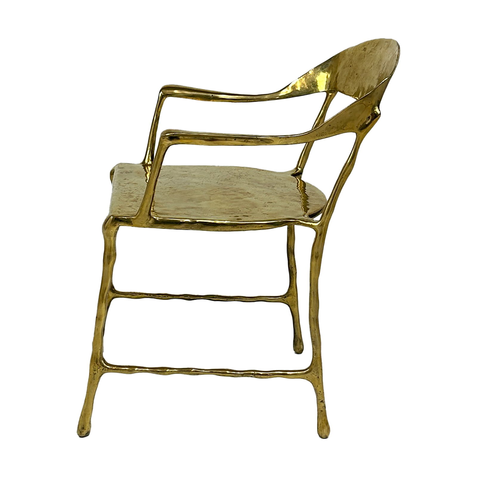 GARLAND BRASS CHAIR: Maker: Organic Modernism Title: GARLAND BRASS CHAIR Material: Brass Style: Mid-Century Modern, Contemporary Design Description: A stunning sculptural armchair cast in solid brass with a high-polish f