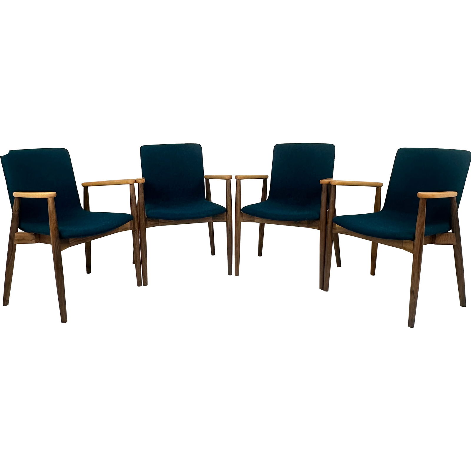Set of 4 Salla Armchairs: Maker: Organic Modernism Title: Set of 4 Salla Armchairs Style: Mid-Century Modern, Contemporary Design Description: A stylish set of four mid-century modern inspired armchairs, each standing 32.25 in