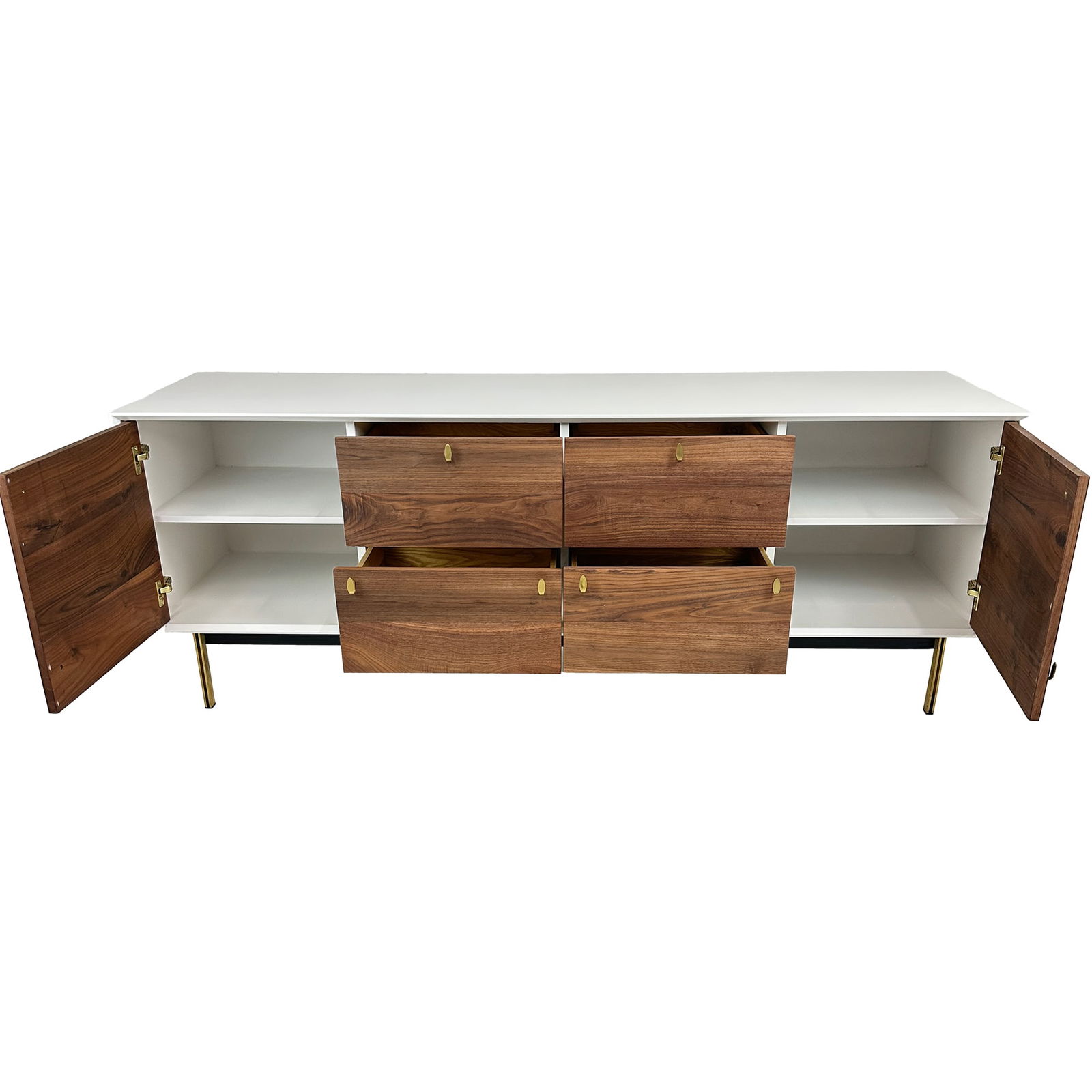 Solid Wood Cabinet W/White Exterior: Maker: Organic Modernism Title: Solid Wood Cabinet W/White Exterior Style: Mid-Century Modern, Contemporary Design Description: This Solid Wood Cabinet with White Exterior combines modern design with