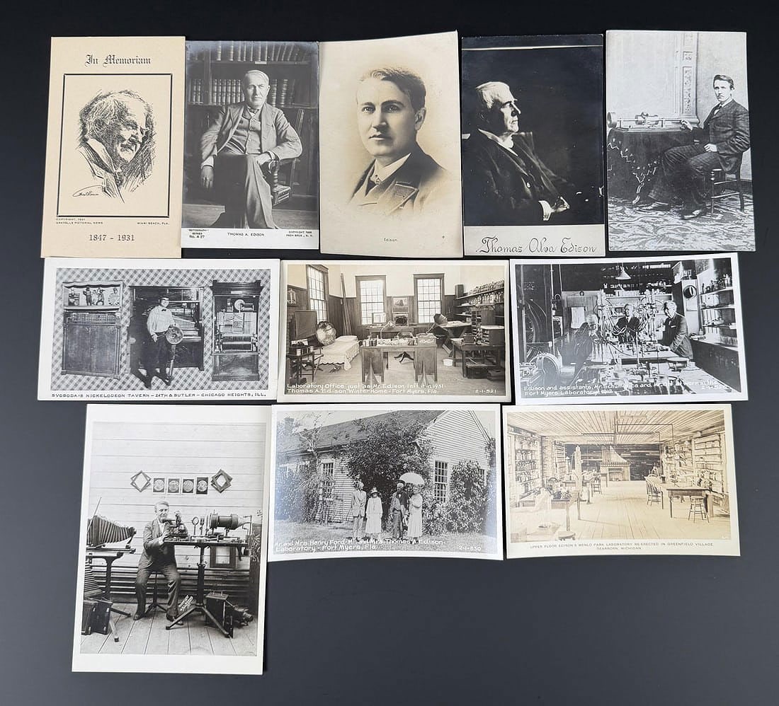 Inventor Innovator RPPC Postcards: Including Edison, and Henry Ford.