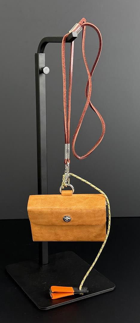 Leather Fly Fishing Wallet: With nippers. 4 5/8" wide by 20 1/2" with neck cord.