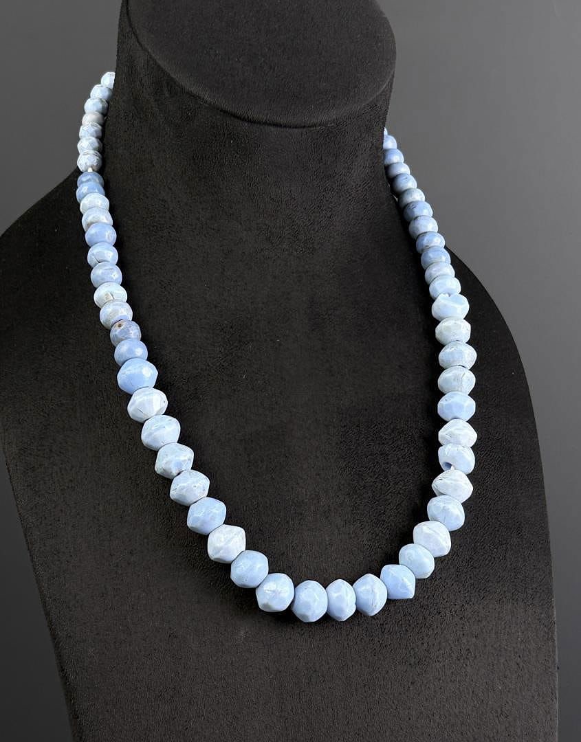 Czech Blue Native American Indian Trade Beads: 12 1/2" long.
