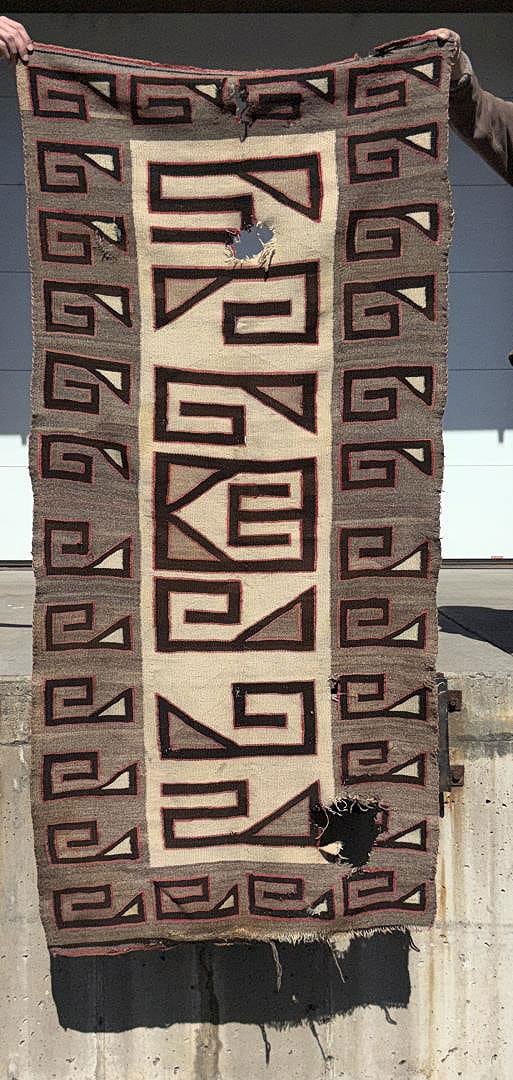 Navajo Indian Teec Nos Pos Transitional Rug: 38" by 83".