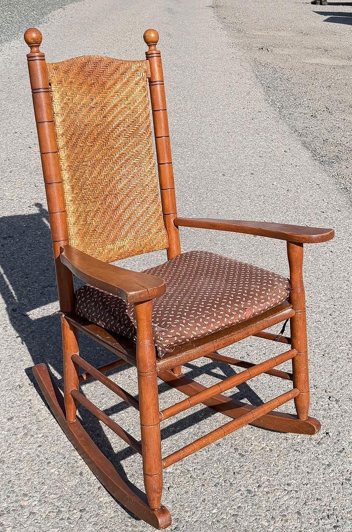 Canyon Hotel Yellowstone National Park Chair: 27" by 43" by 32". From the Canyon Hotel in Yellowstone National Park, acquired by a park employee in 1959 prior to the hotel fire.
