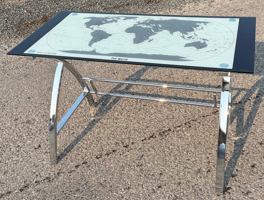 Powell World Map Computer Desk