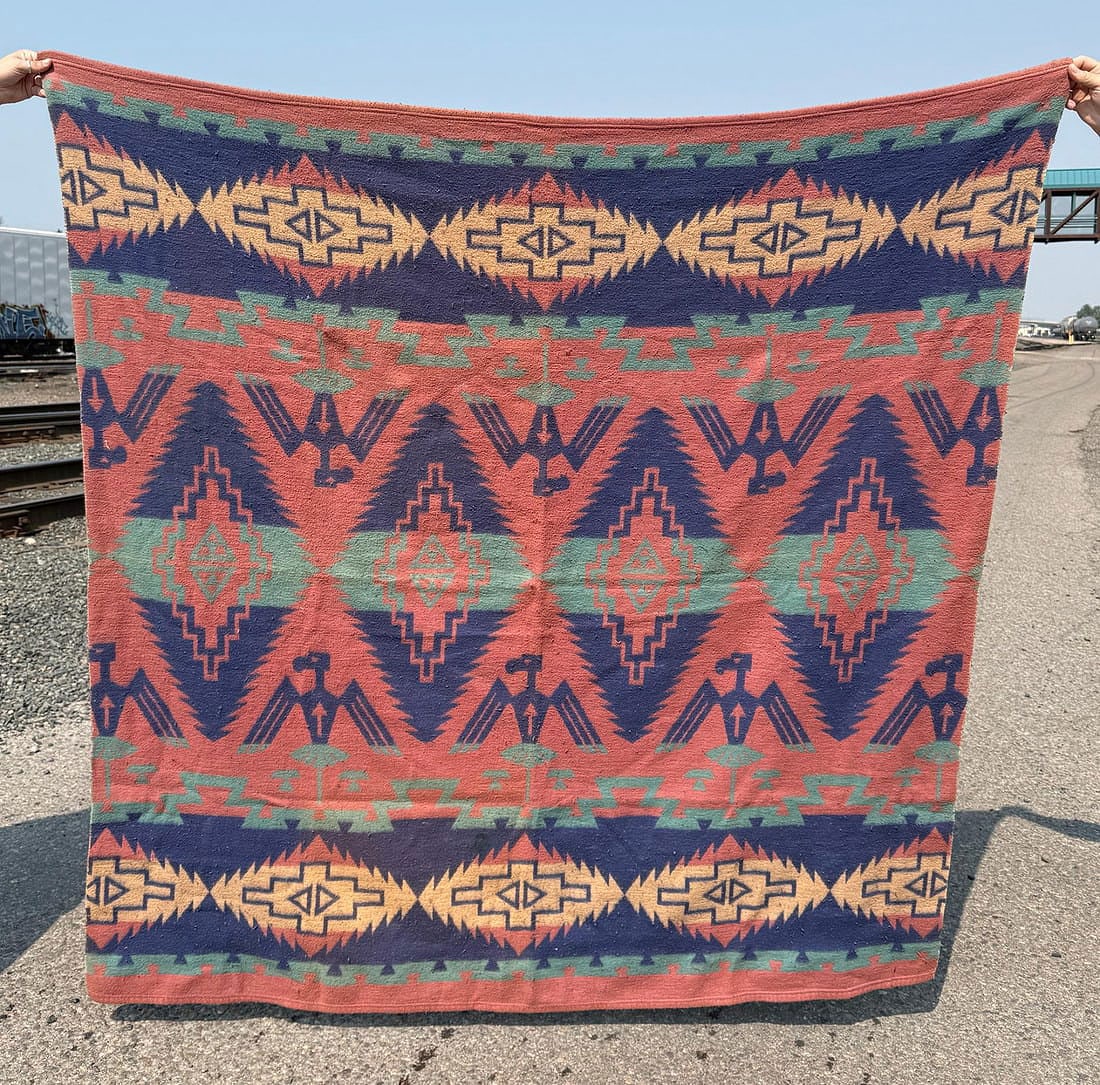 Beacon Mills Native American Pattern Camp Blanket: 68" by 68".