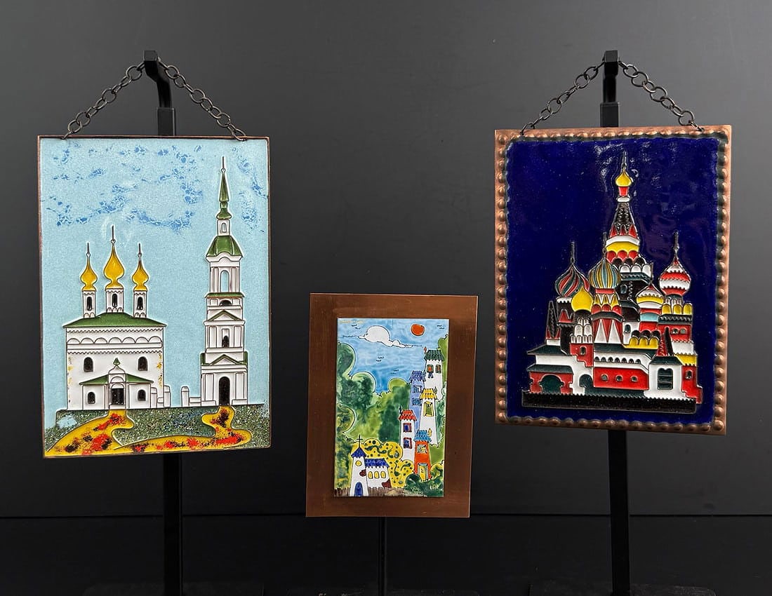 Russian Enamel Copper Plaques: Nice grouping