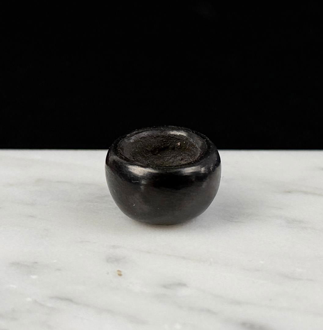 Lori Gutierrez Santa Clara Pueblo Miniature Pot: 1/2" diameter, 1/4" tall.