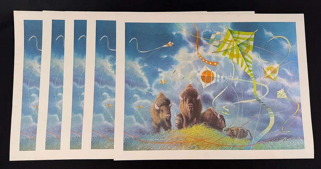 Walter Hook Buffalo Kite Missoula Montana Prints: Group of 5. 24 1/2" by 32 1/2".