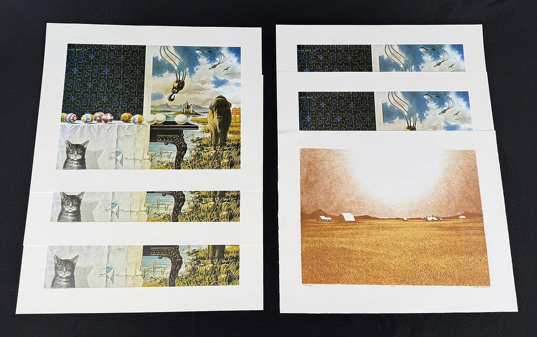 Collection of Walter Hook Montana Prints: Titles include Sky Glow and Easter Buffalo. Total of 6. 16" by 20"