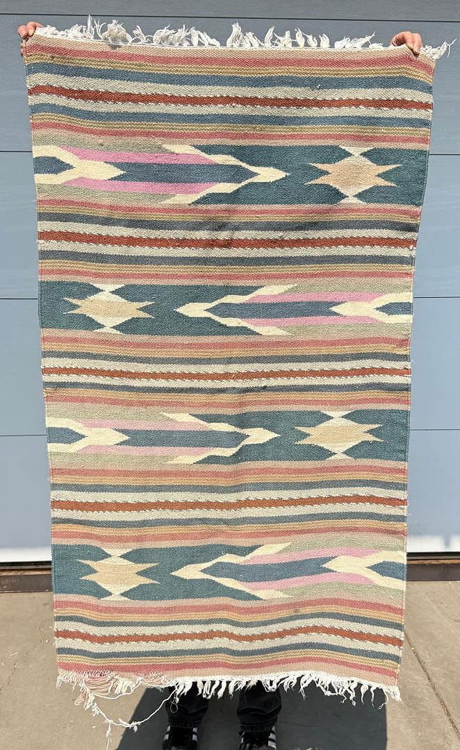Mexican Saddle Blanket Rug: 32 1/2" by 55"