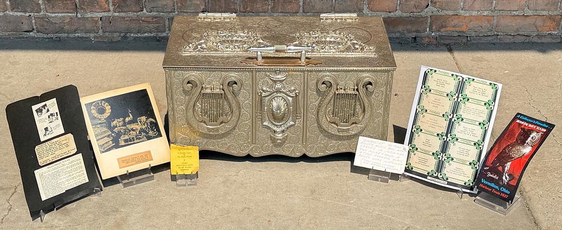 Zimbalist Silver Plated Casket 40 Tune Music Box: 23" by 11 1/2" by 11 1/2". Tested and working.