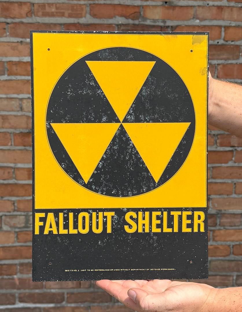 US Department of Defense Fallout Shelter Sign: Vietnam War. 1963. Original. 10" by 14".