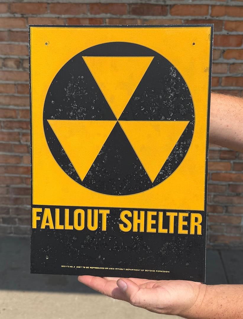 US Department of Defense Fallout Shelter Sign: Vietnam War. 1963. Original. 10" by 14".
