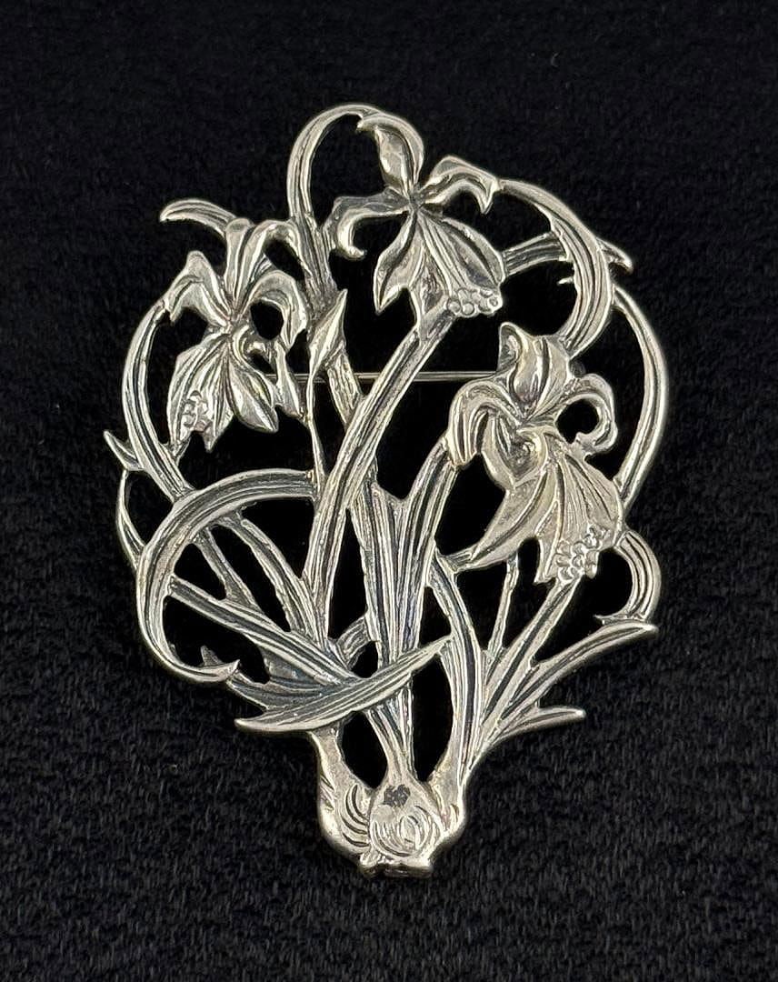 Museum of Fine Arts Sterling Silver Floral Brooch: 14.88 grams. 1 3/4" by 1 5/8" by 1/8".
