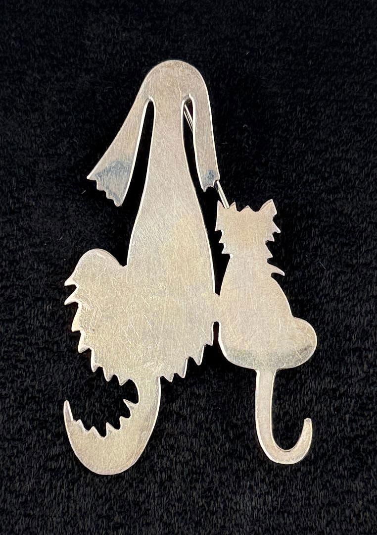 Taxco Mexico Furry Friends Sterling Silver Brooch: 8.31 grams. 2 21/4" by 1 1/4" by 1/8".