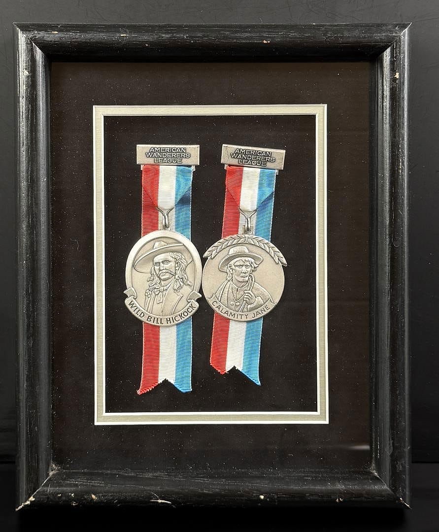 American Wanderers League Medals: Wild Bill Hickock and Calamity Jane. 9" by 11" framed.