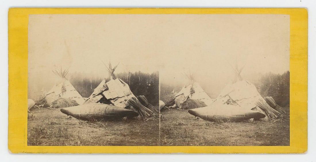 Chippewa Indian Wigwams Stereoview: Nice example. Another known example is marked Zimmerman.
