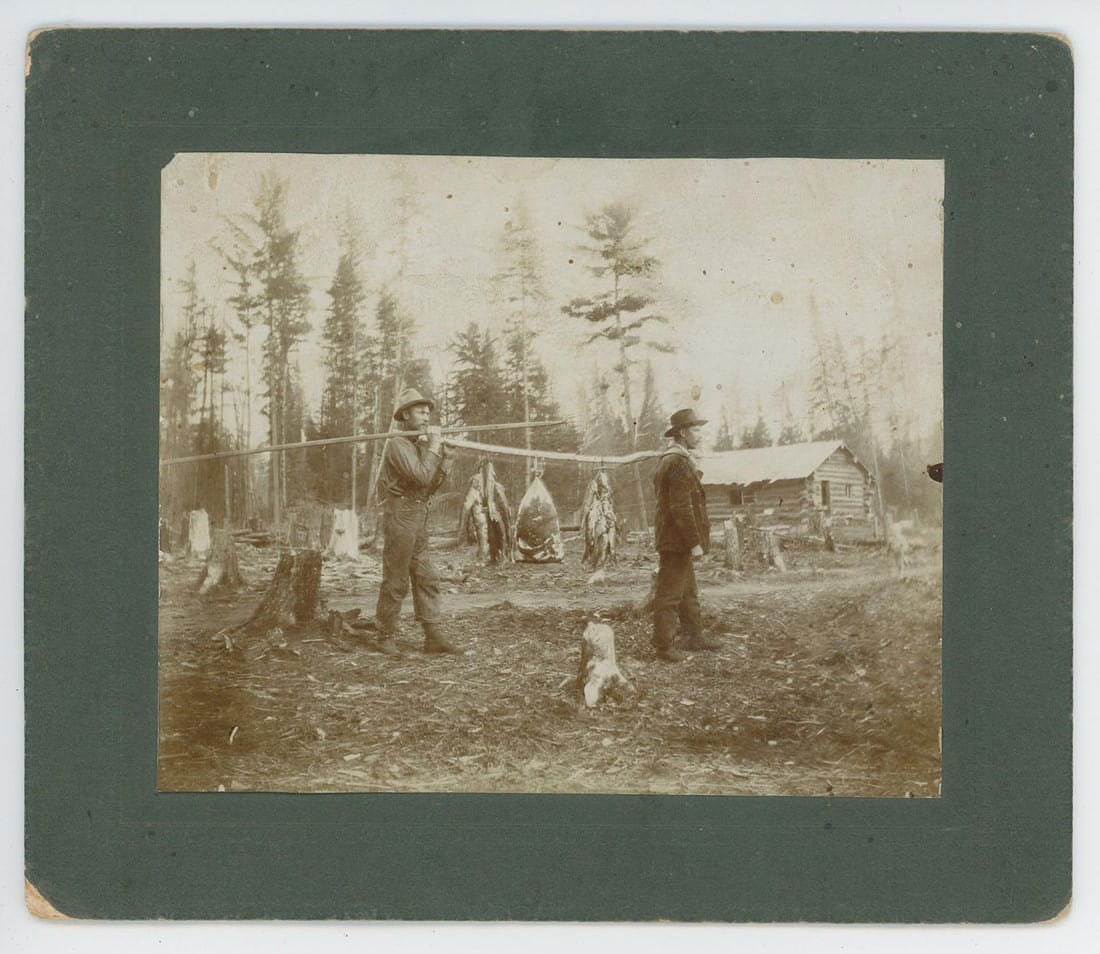 Trout Fisherman in Logging Camp Cabinet Photo: 5 1/2" by 6 1/2".