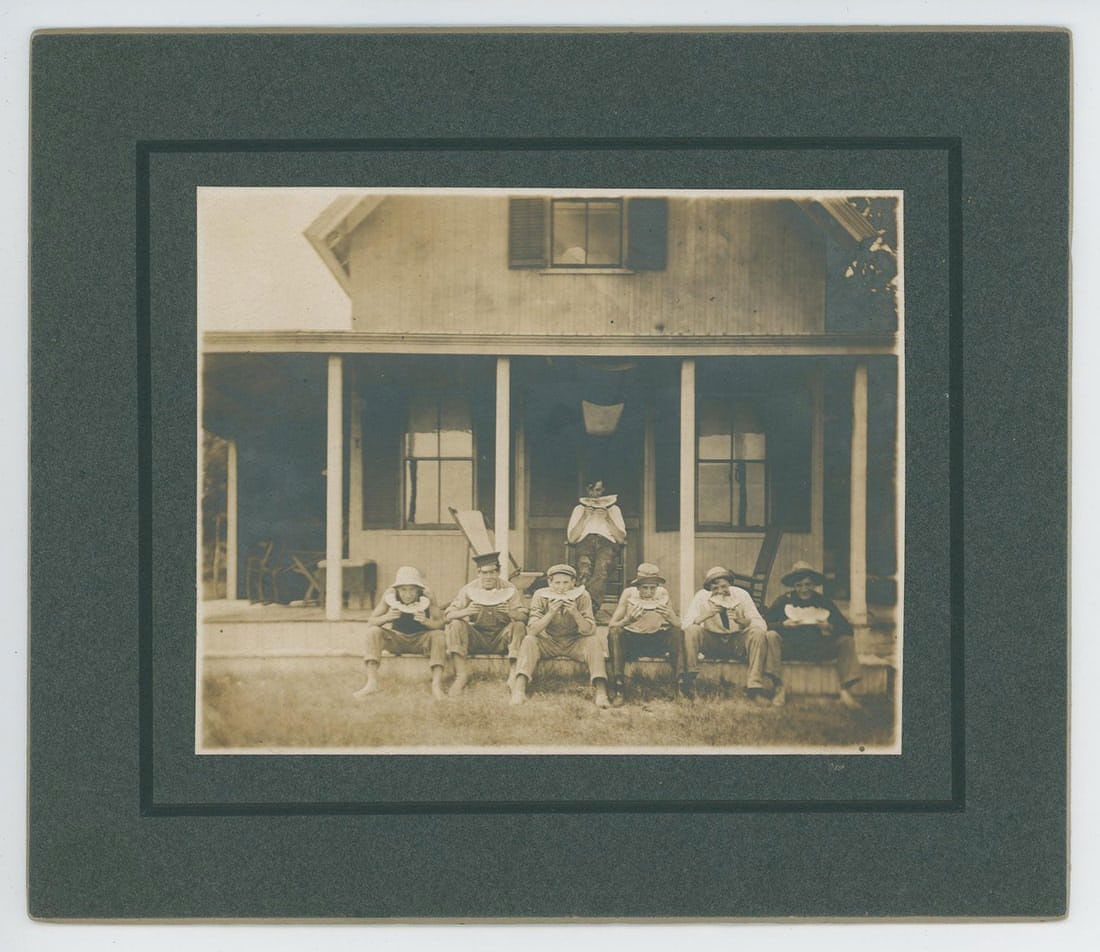 Boys Eating Watermelon Cabinet Photo: 6" by 7"
