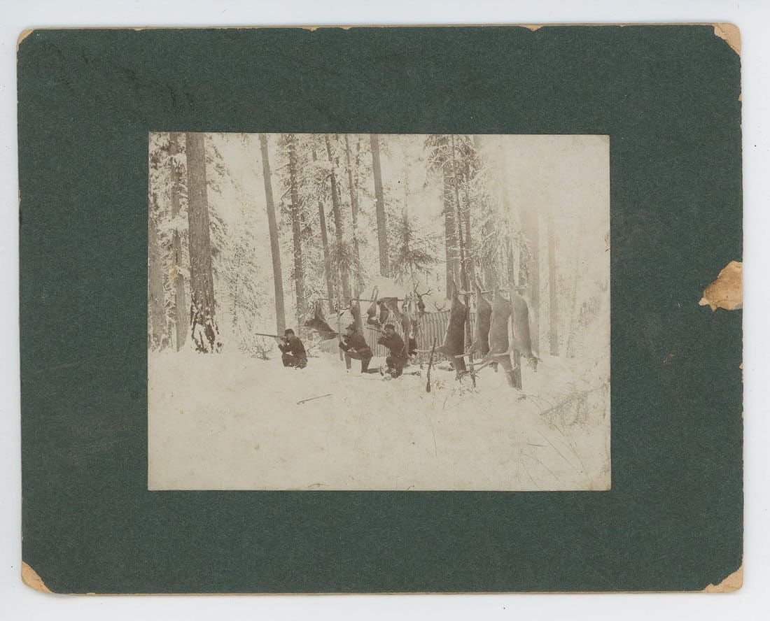 Men Shooting Deer Hunting Cabinet Photo: 4 1/4" by 5 1/2".