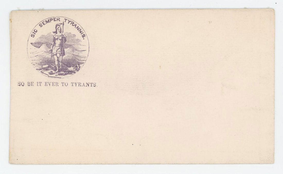 Sic Semper Tyrannis Virginia Confederate Envelope: Unposted.