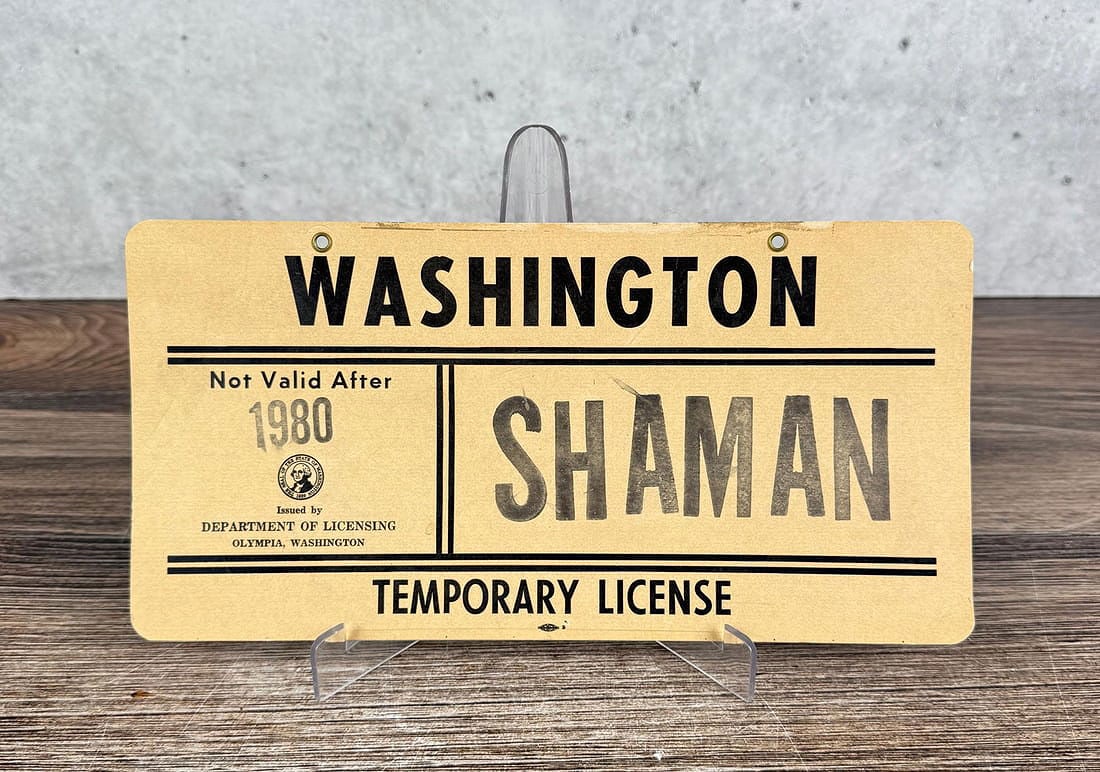1980 State of Washington Shaman License: 6" by 12"