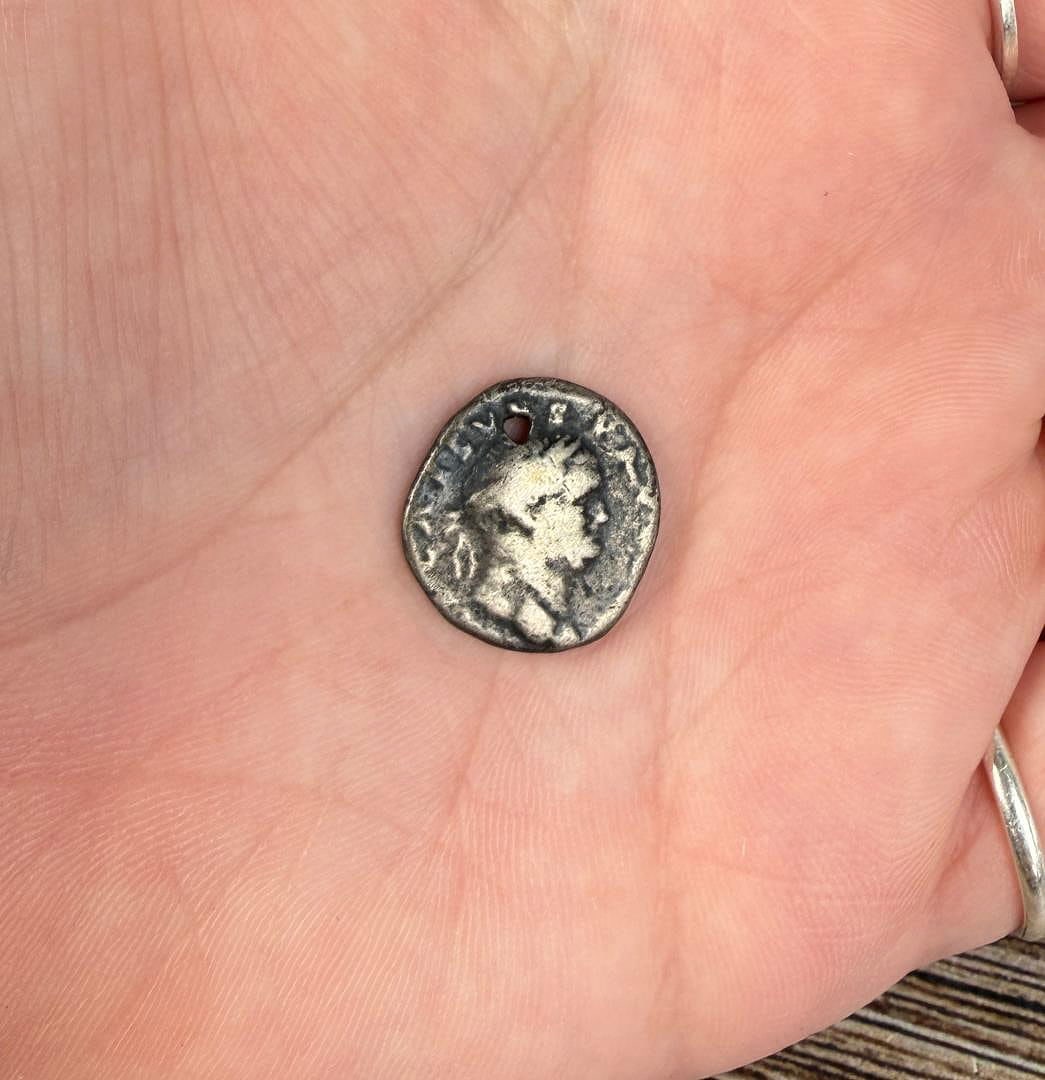 Ancient Roman Silver Denarius Coin: Holed. Denarius Vespasian Roman Imperial Coins 27 BC-476AD