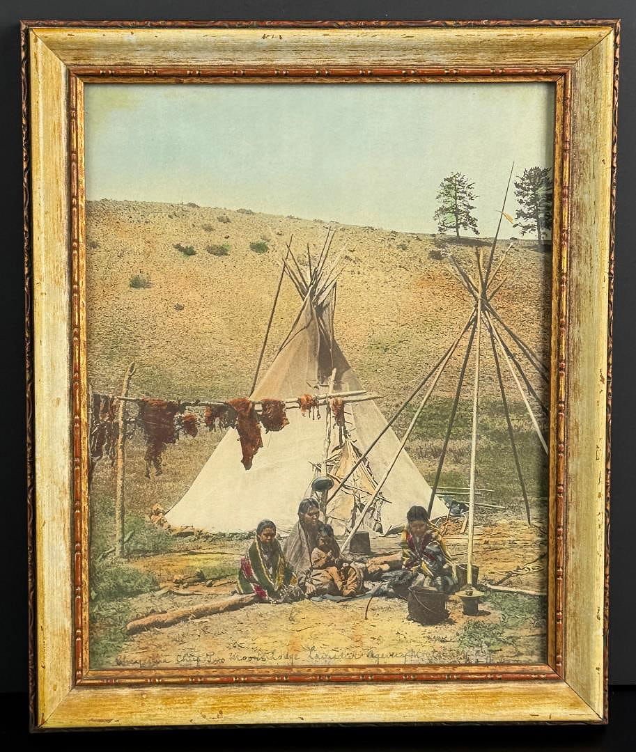 Laton Alton Huffman Chief Two Moons Collotype: Chief Two Moons Lodge Lame deer Agency Montana. 9 1/2" by 11 1/2". Laton A. Huffman (1854 - 1931) was active/lived in Montana. Laton Huffman is known for National park photography, western settlement 
