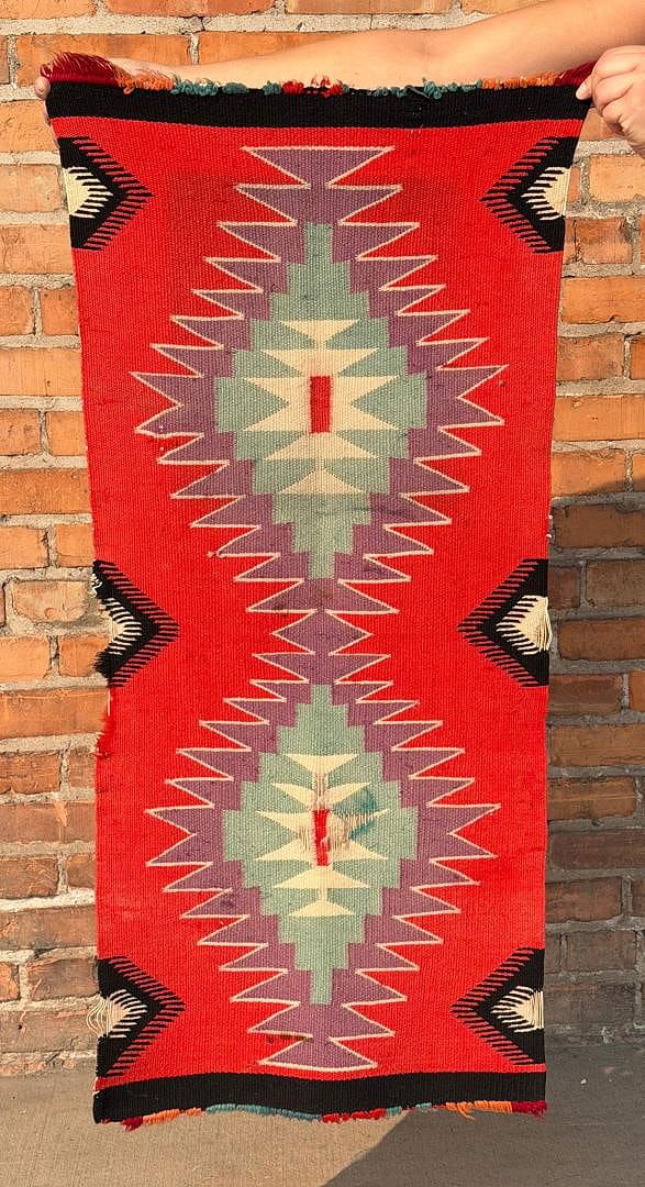 Navajo Germantown Indian Rug Saddle Blanket: 18" by 40".
