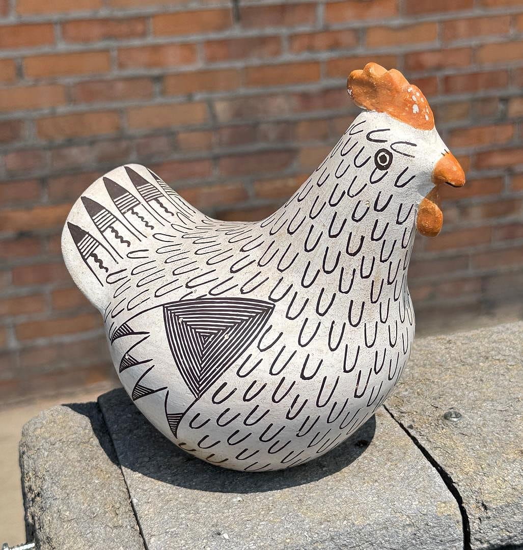 Marie Zieu Chino Acoma Pueblo Pottery Rooster: 6 1/2" by 6 1/4" by 4 1/2".