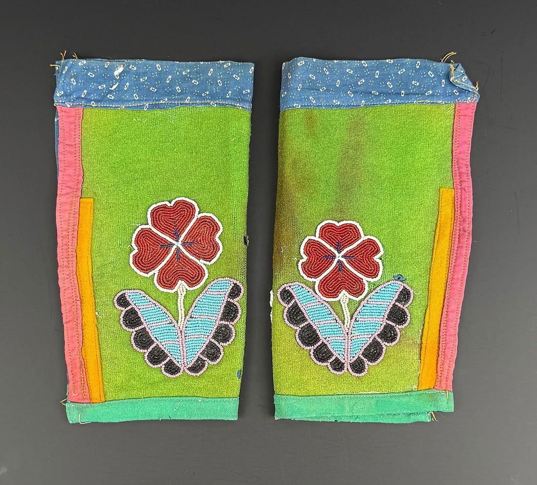Montana Crow Indian Beaded Cuffs: First Quarter of the 20th Century.