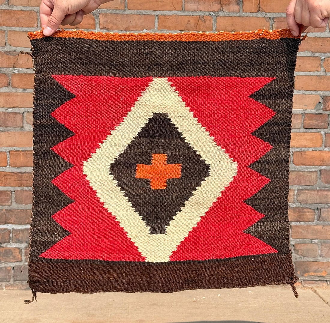 Navajo Indian Germantown Sampler Blanket: 20 1/2" by 20 1/2".