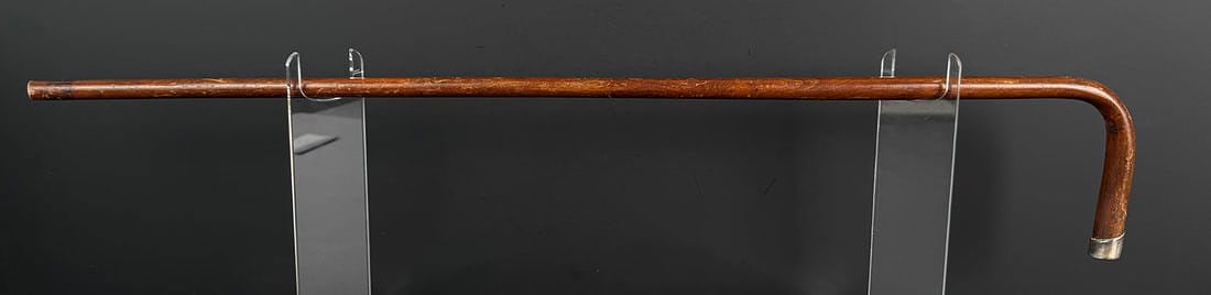 Silver Tipped Wood Plantation Walking Cane: Measures 29 1/4" long.