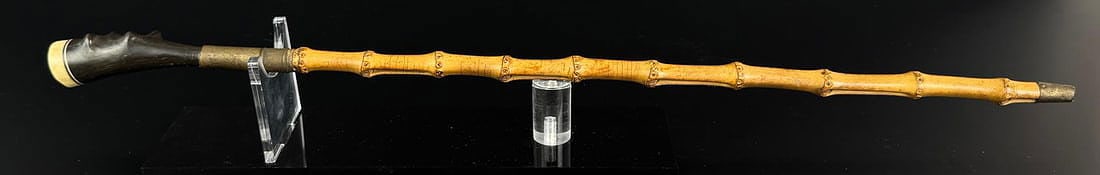 Ivory and Bamboo Walking Swagger Stick Cane: Measures 20" long.