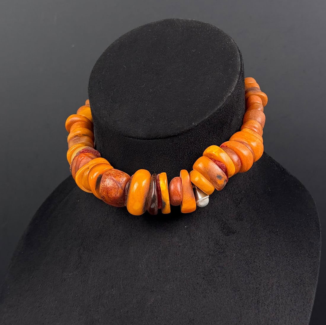 Natural Baltic Butterscotch Amber Bead Necklace: 76 grams. 7 1/2" long as displayed.