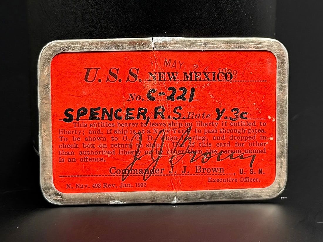 WW2 USS New Mexico US Navy Liberty Card: Named. Measures 3" by 2".