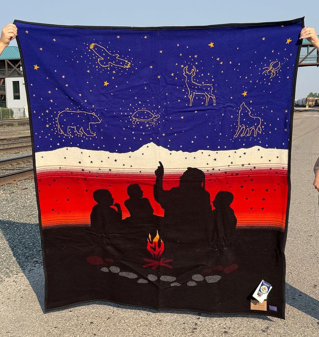 Pendleton Keep My Fires Burning Wool Blanket: Keep My Fires Burning design by Pendelton. Brand new with original box and tags. 67" by 76"