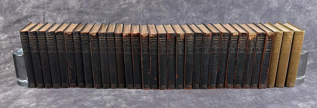 The Encyclopedia Britannica Eleventh Edition: 29 original volumes plus 3 new volumes for a total of 32 volumes in the set.