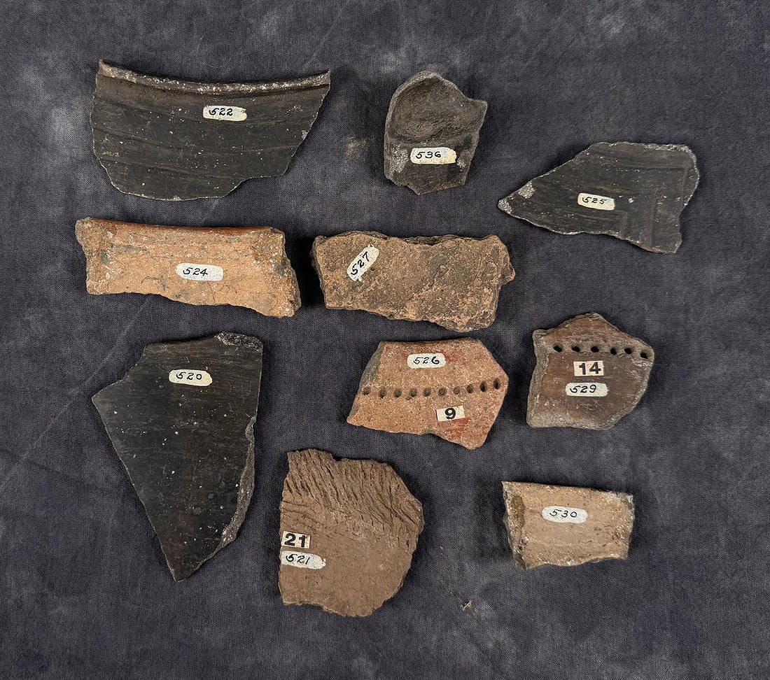 Ancient Moundville Native American Pot Fragments: Nice grouping