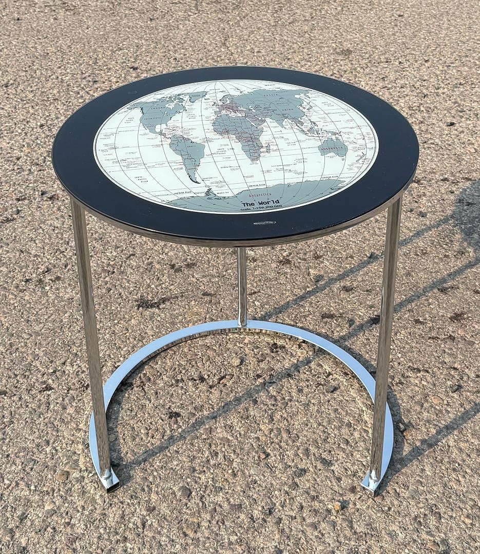 Powell World Map Nesting Table: 22" diameter, 24" tall.